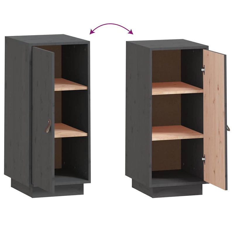 vidaXL szürke tömör fenyőfa tálalószekrény 34 x 40 x 75 cm