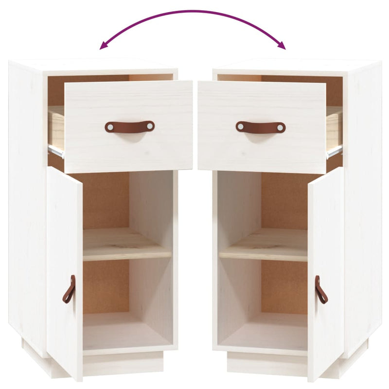 vidaXL fehér tömör fenyőfa tálalószekrény 34 x 40 x 75 cm