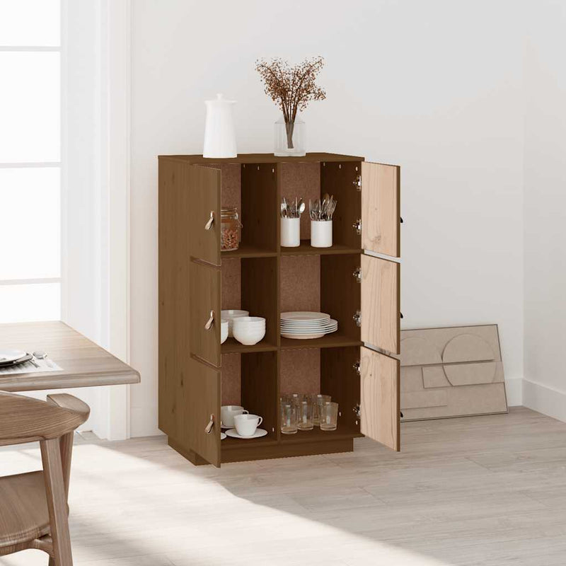 vidaXL mézbarna tömör fenyőfa magasszekrény 67 x 40 x 108,5 cm
