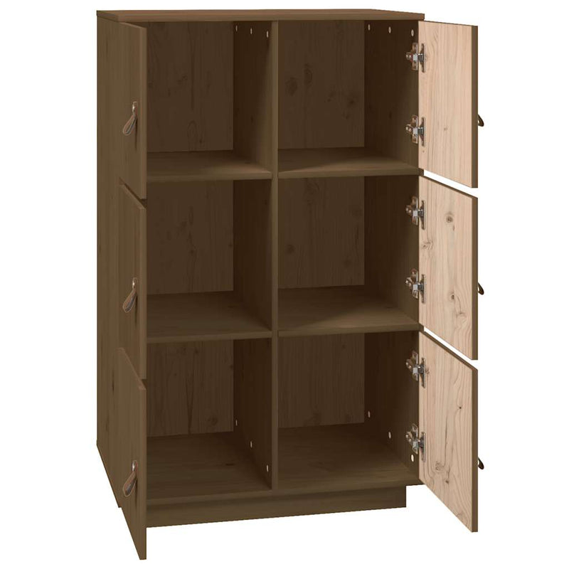 vidaXL mézbarna tömör fenyőfa magasszekrény 67 x 40 x 108,5 cm
