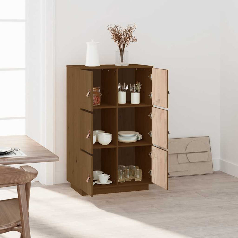 vidaXL mézbarna tömör fenyőfa magasszekrény 67 x 40 x 108,5 cm