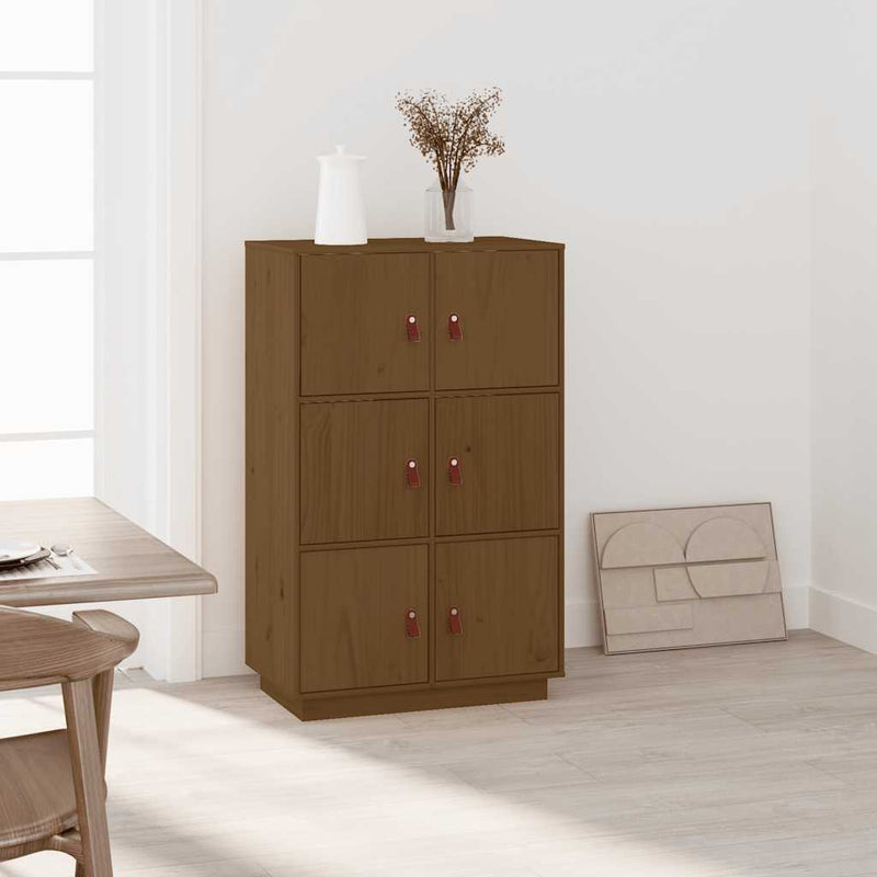 vidaXL mézbarna tömör fenyőfa magasszekrény 67 x 40 x 108,5 cm