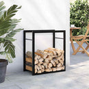 vidaXL fekete acél tűzifatároló állvány 50 x 28 x 56 cm