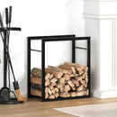 vidaXL fekete acél tűzifatároló állvány 50 x 28 x 56 cm