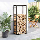 vidaXL fekete acél tűzifatároló állvány 50x28x132 cm