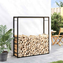 vidaXL fekete acél tűzifatároló állvány 110x28x116 cm