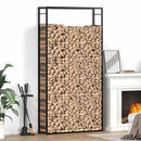 vidaXL fekete acél tűzifatároló állvány 110x28x214 cm