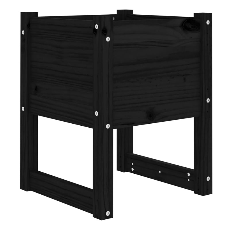 vidaXL 2 db fekete tömör fenyőfa növénytartó 40 x 40 x 52,5 cm