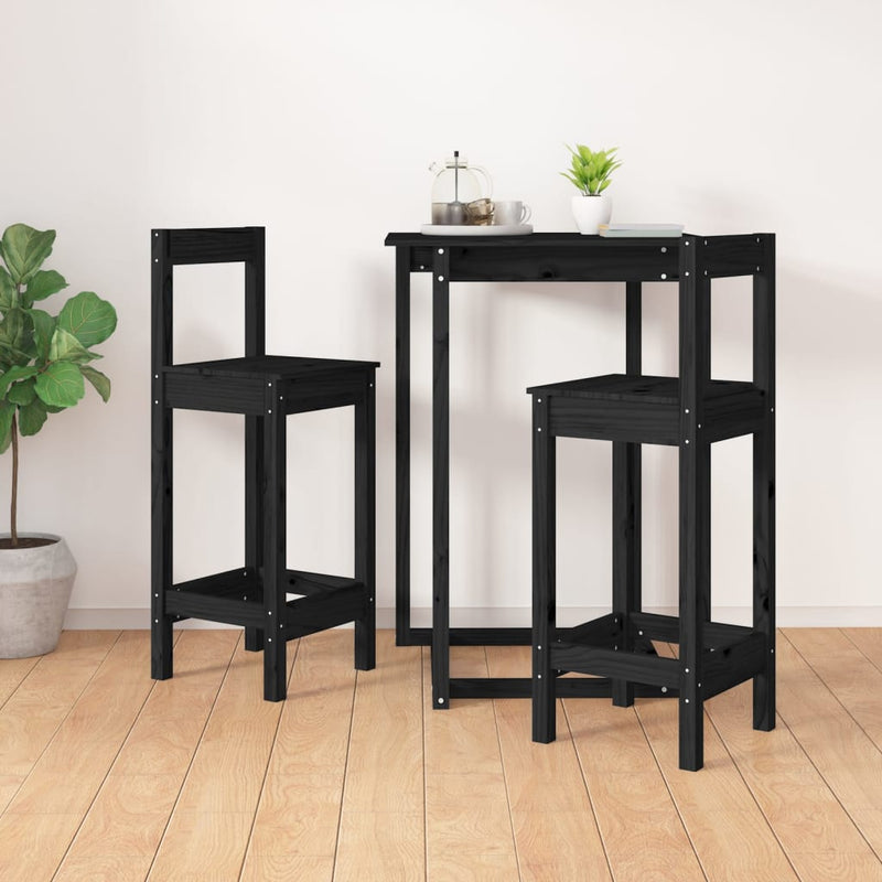 vidaXL 2 db fekete tömör fenyőfa bárszék 40 x 41,5 x 112 cm