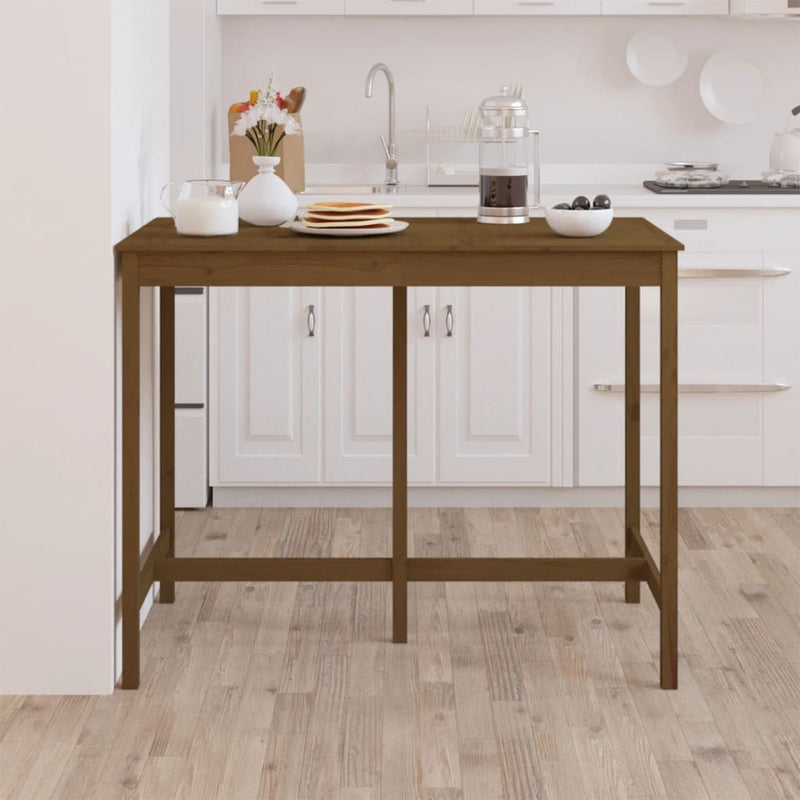 vidaXL mézbarna tömör fenyőfa bárasztal 140 x 80 x 110 cm