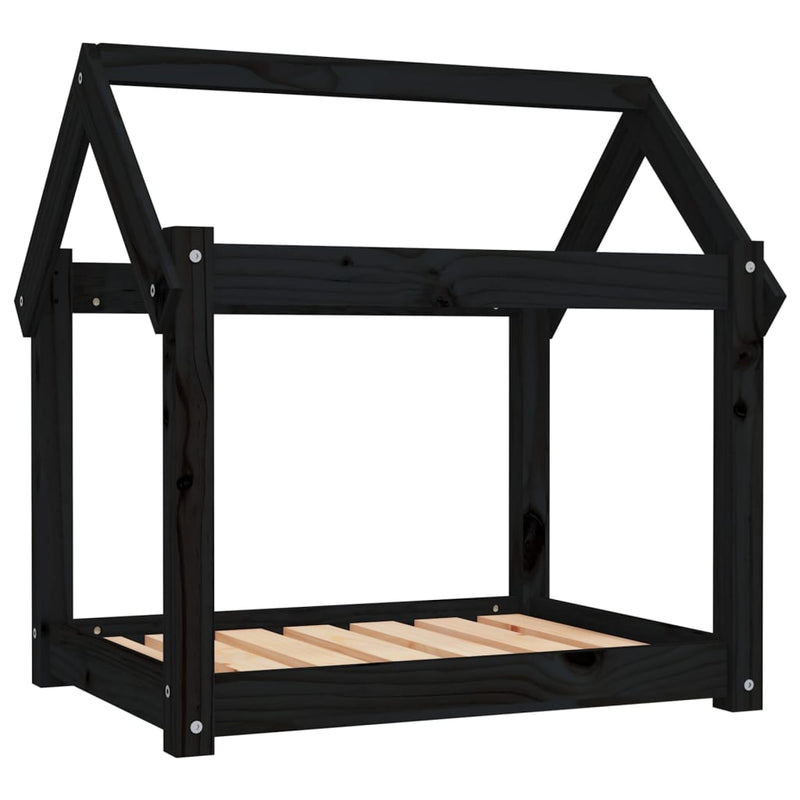 vidaXL fekete tömör fenyőfa kutyaágy 71 x 55 x 70 cm