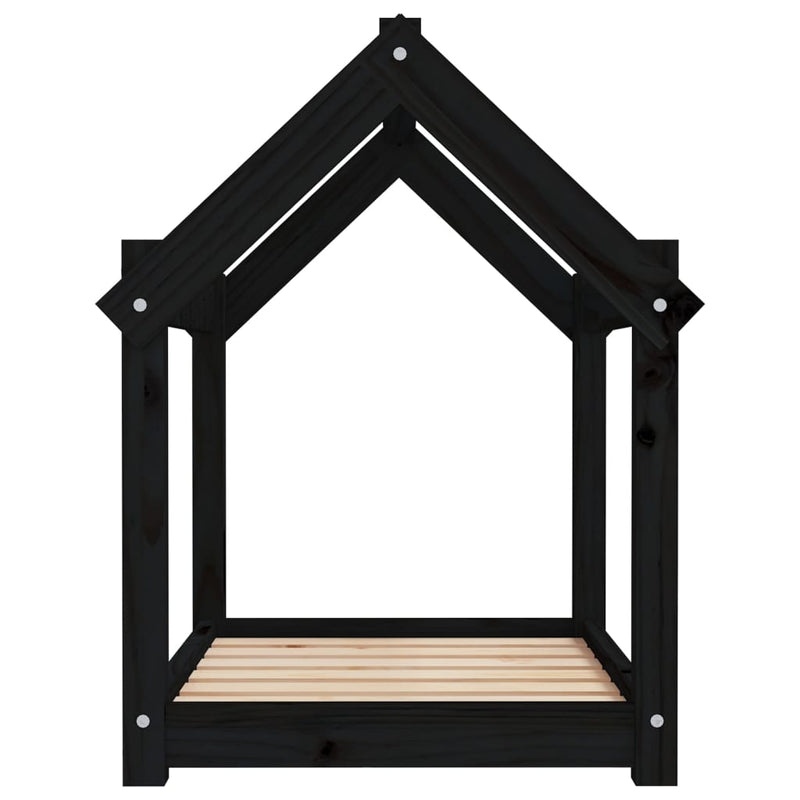vidaXL fekete tömör fenyőfa kutyaágy 71 x 55 x 70 cm