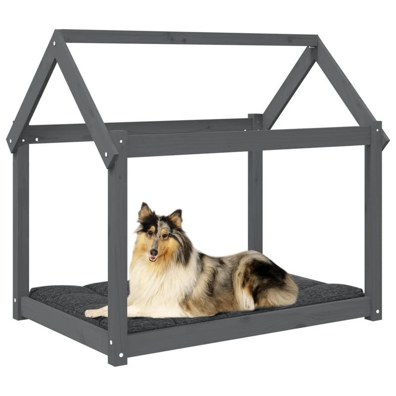 vidaXL szürke tömör fenyőfa kutyaágy 101x70x90 cm