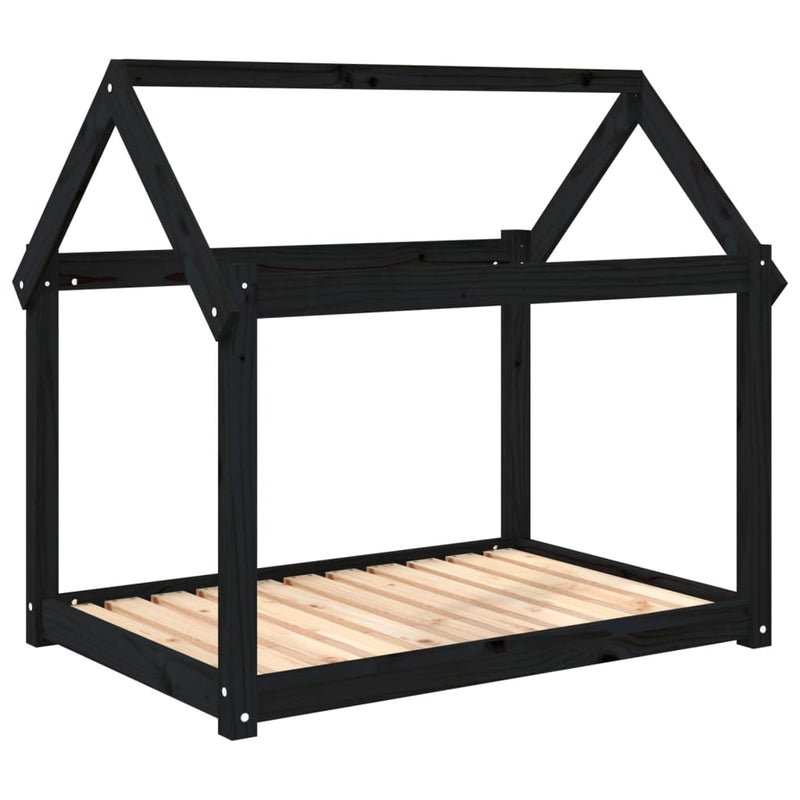 vidaXL fekete tömör fenyőfa kutyaágy 101x70x90 cm