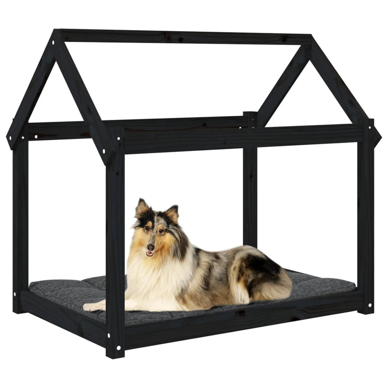 vidaXL fekete tömör fenyőfa kutyaágy 101x70x90 cm
