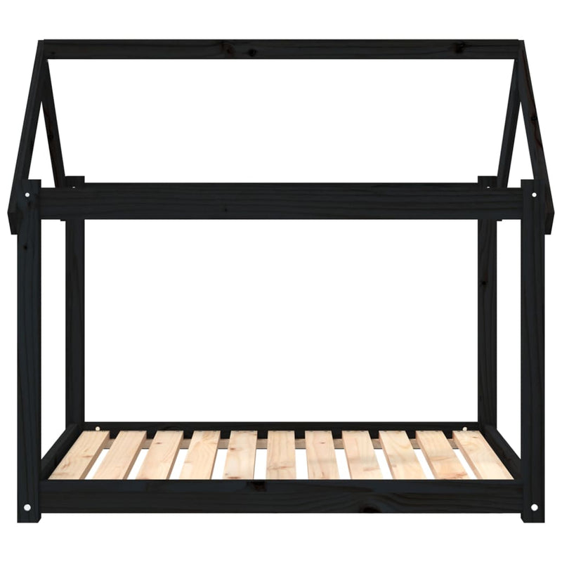 vidaXL fekete tömör fenyőfa kutyaágy 101x70x90 cm