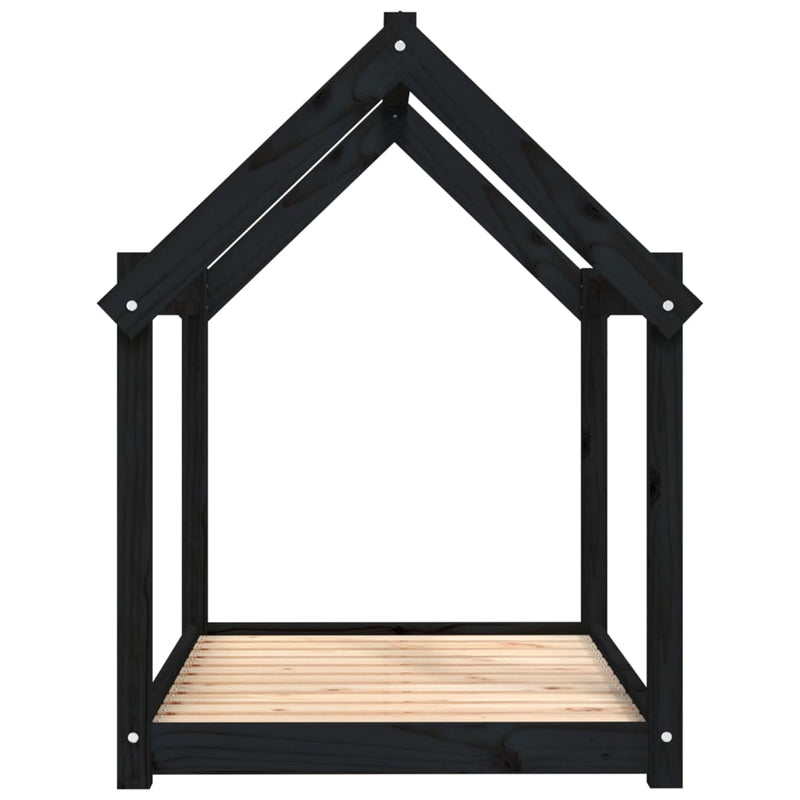 vidaXL fekete tömör fenyőfa kutyaágy 101x70x90 cm