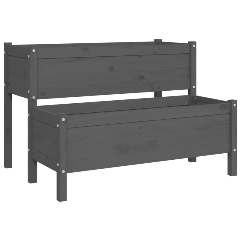 vidaXL szürke tömör fenyő növénytartó 110x84x75 cm