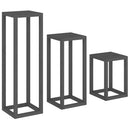 vidaXL 3 részes szürke tömör fenyőfa növénytartó