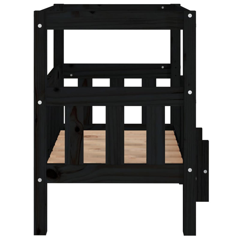 vidaXL fekete tömör fenyőfa kutyaágy 65,5x50,5x70 cm