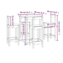 vidaXL 5 részes fehér tömör fenyőfa bárszett