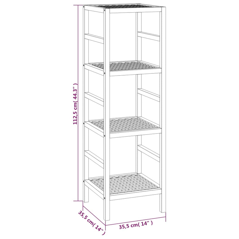 vidaXL tömör diófa fürdőszobapolc 35,5 x 35,5 x 112,5 cm