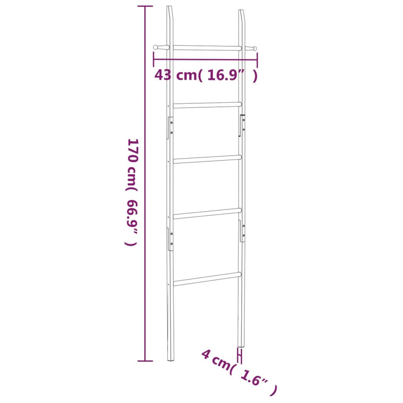 viaXL tömör diófa törülközőlétra 170 cm