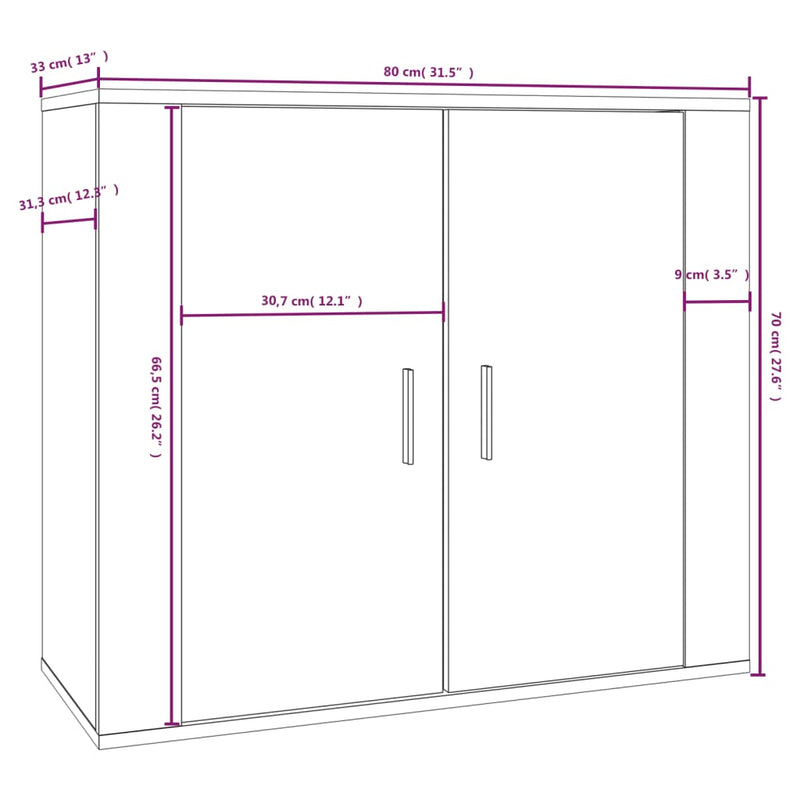 vidaXL fekete szerelt fa tálalószekrény 80x33 x70 cm