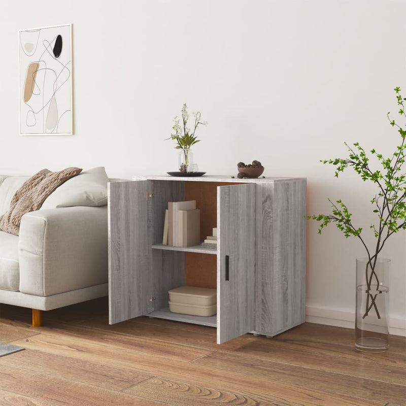 vidaXL szürke sonoma színű szerelt fa tálalószekrény 80x33x70 cm