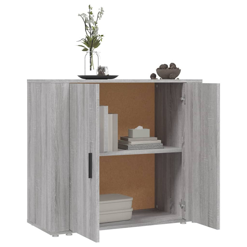 vidaXL szürke sonoma színű szerelt fa tálalószekrény 80x33x70 cm