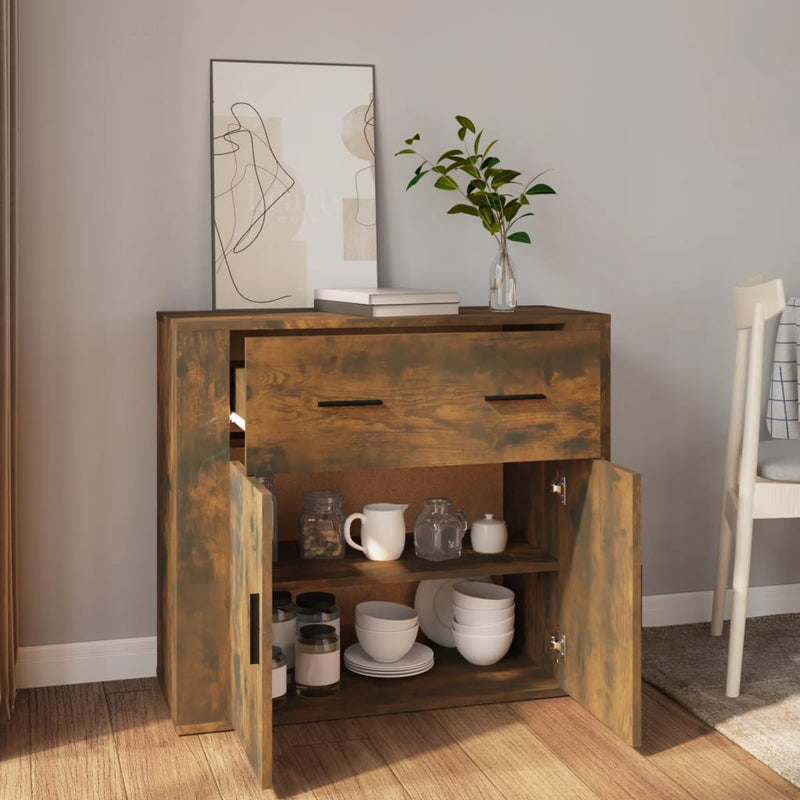 vidaXL füstös tölgy színű szerelt fa tálalószekrény 80x33x70 cm