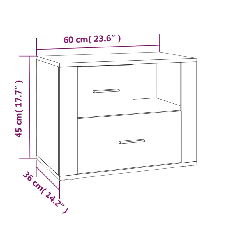 vidaXL szürke sonoma színű szerelt fa éjjeliszekrény 60 x 36 x 45 cm