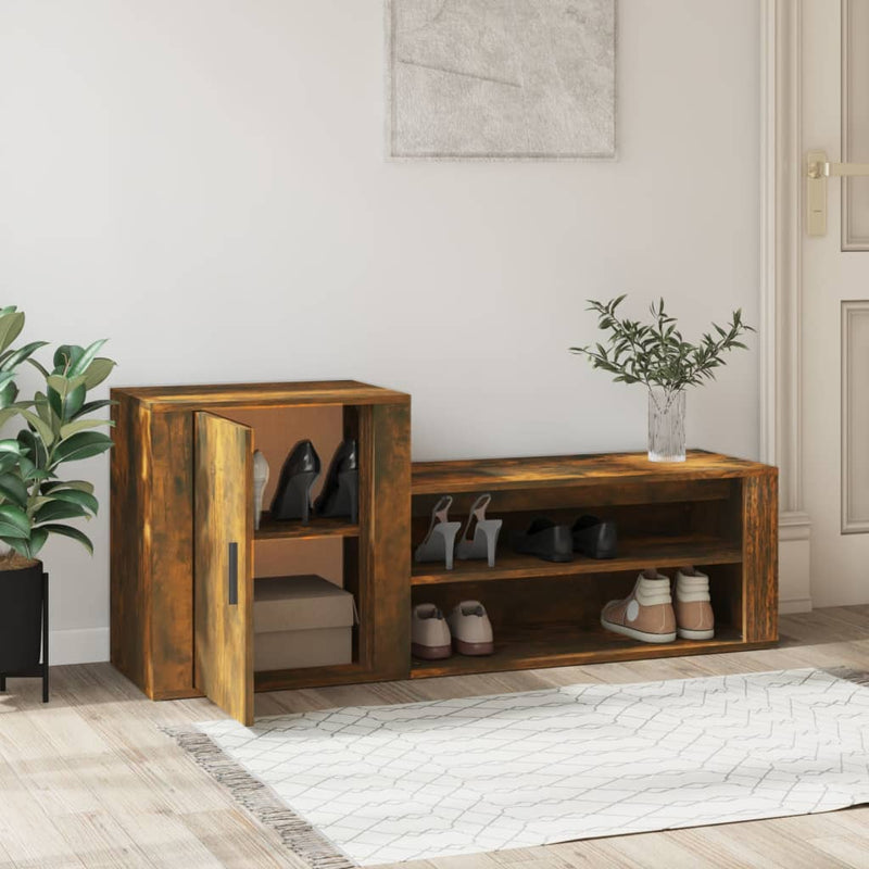 vidaXL füstös tölgy színű szerelt fa cipősszekrény 130x35x54 cm
