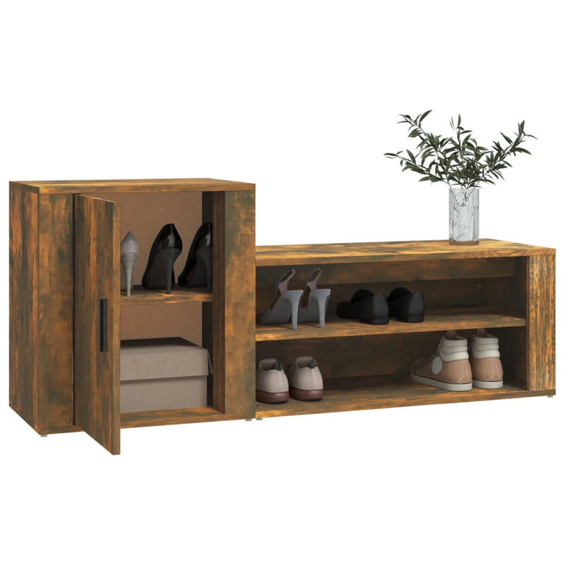 vidaXL füstös tölgy színű szerelt fa cipősszekrény 130x35x54 cm