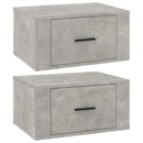 vidaXL 2 db betonszürke falra szerelhető éjjeliszekrény 50x36x25 cm