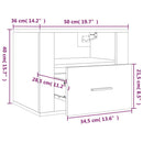 vidaXL 2 db sonoma tölgy falra szerelhető éjjeliszekrény 50x36x40 cm