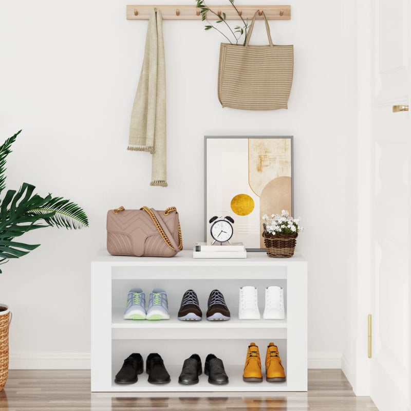 vidaXL fehér szerelt fa cipőtartó 75x35x45 cm