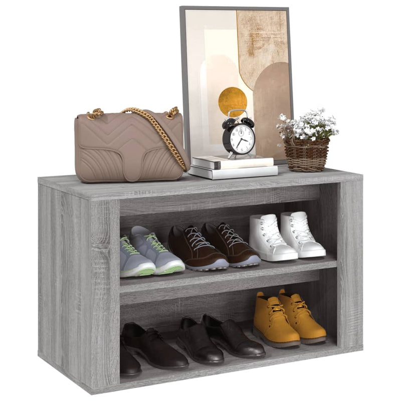 vidaXL szürke sonoma színű szerelt fa cipőtartó 75x35x45 cm