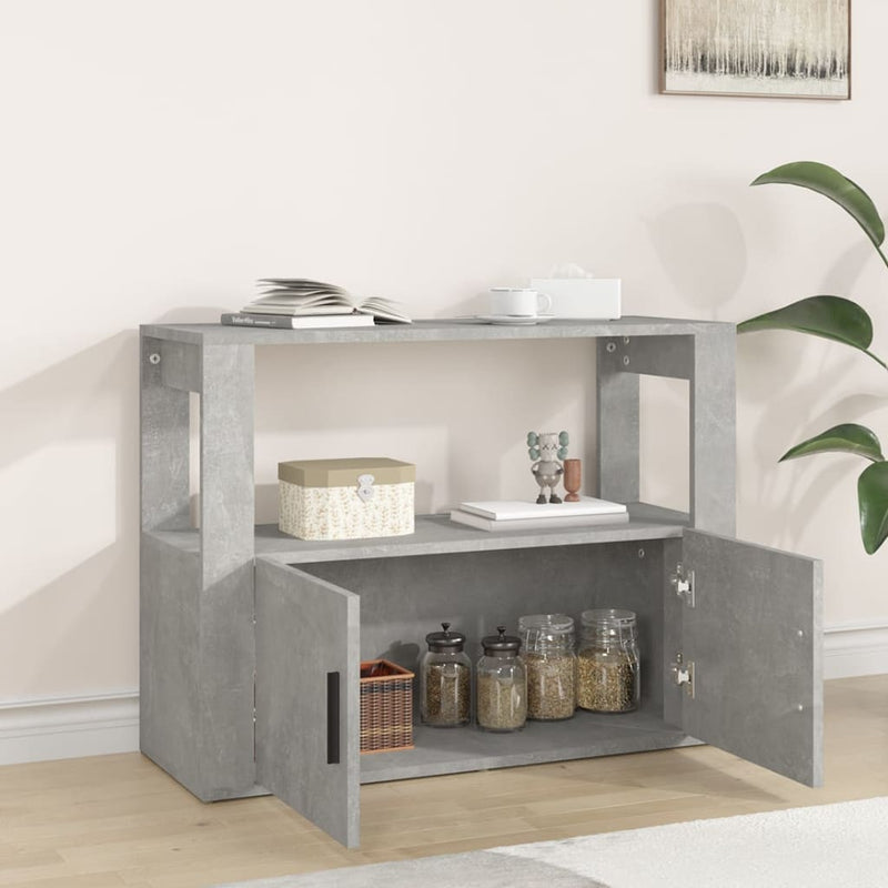 vidaXL betonszürke szerelt fa tálalószekrény 80x30x60 cm
