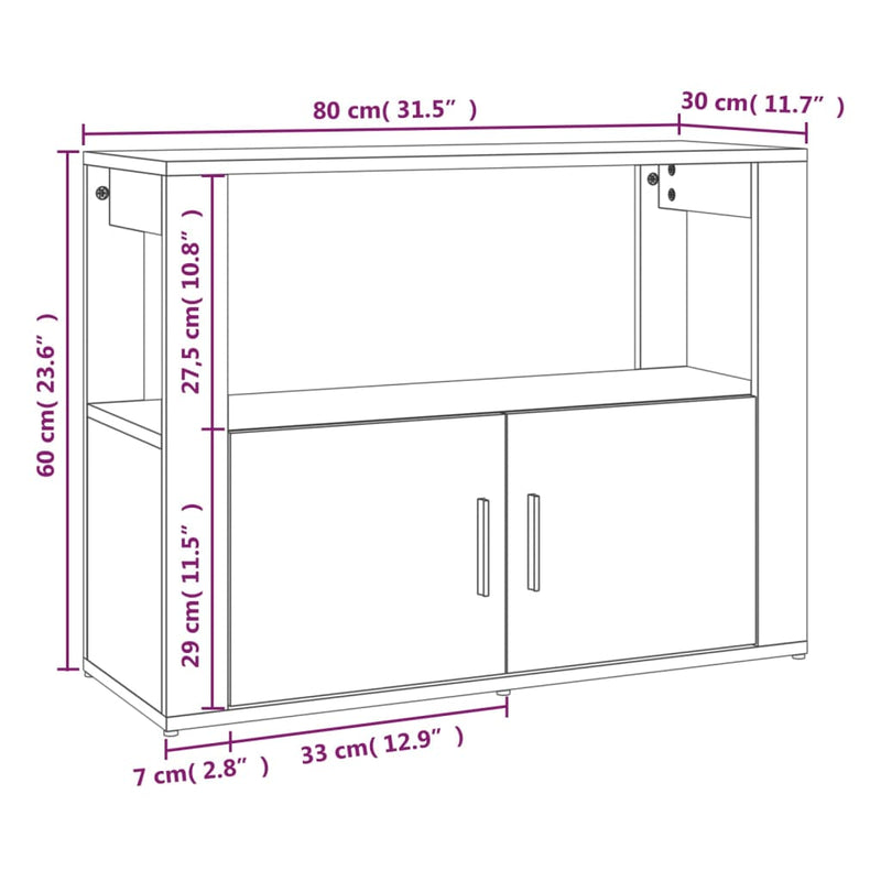 vidaXL betonszürke szerelt fa tálalószekrény 80x30x60 cm