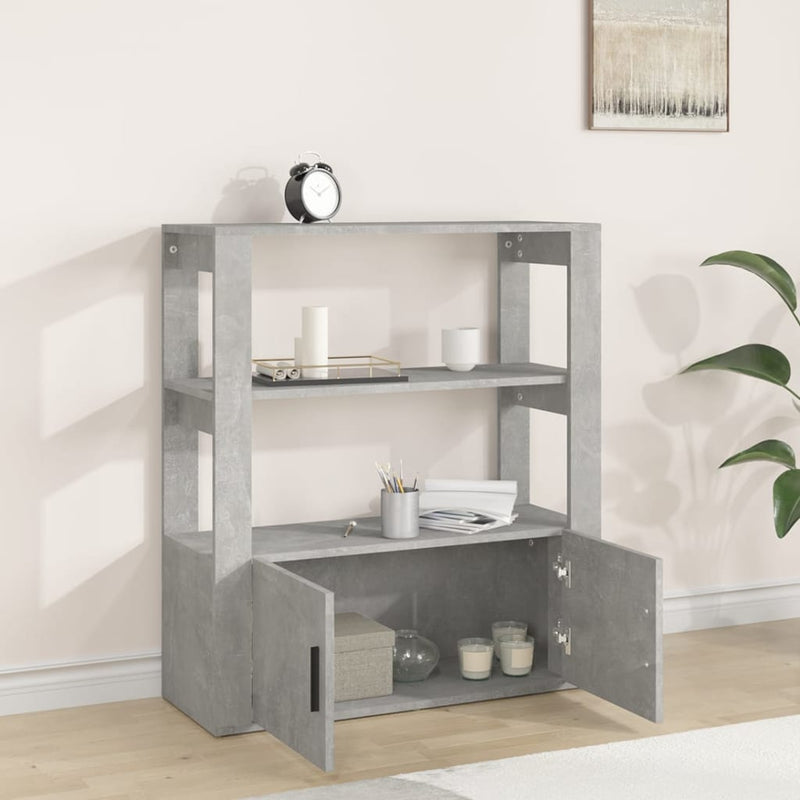 vidaXL betonszürke szerelt fa tálalószekrény 80x30x90 cm