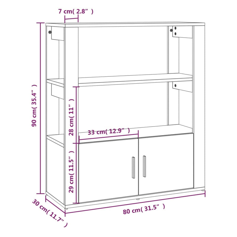 vidaXL betonszürke szerelt fa tálalószekrény 80x30x90 cm