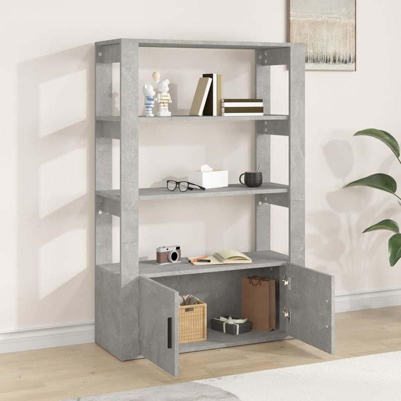 vidaXL betonszürke szerelt fa tálalószekrény 80x30x119,5 cm