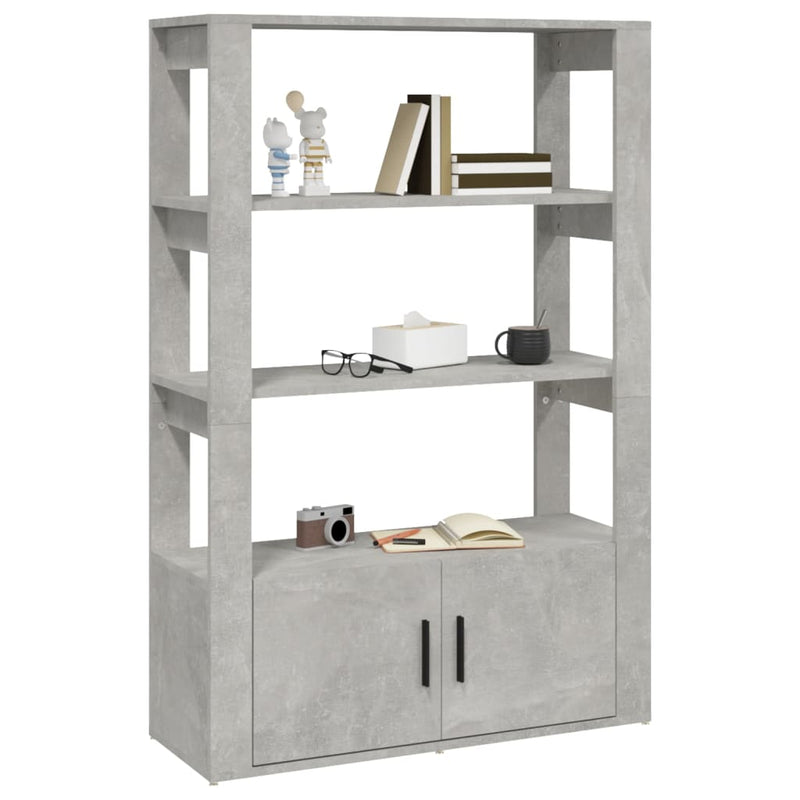 vidaXL betonszürke szerelt fa tálalószekrény 80x30x119,5 cm
