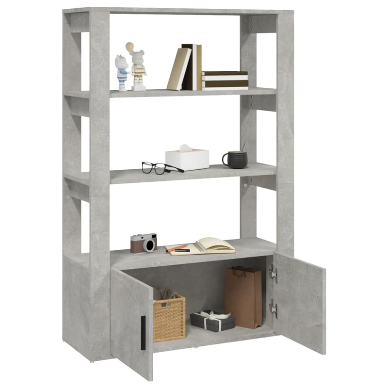 vidaXL betonszürke szerelt fa tálalószekrény 80x30x119,5 cm