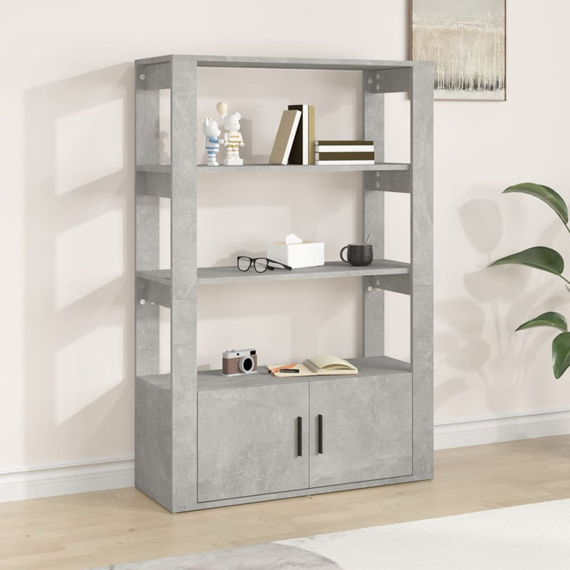 vidaXL betonszürke szerelt fa tálalószekrény 80x30x119,5 cm