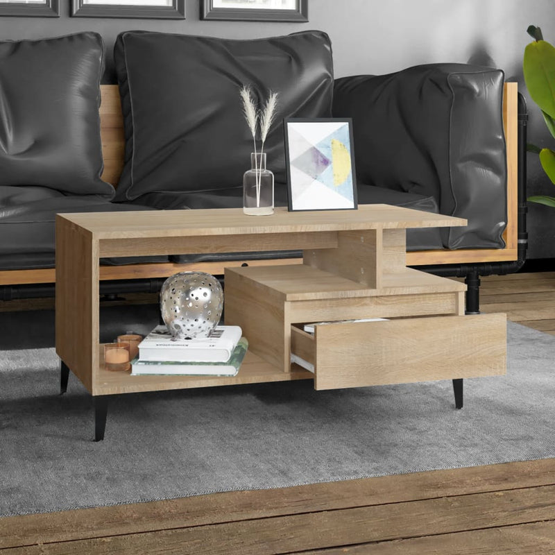 vidaXL sonoma tölgy színű szerelt fa dohányzóasztal 90x49x45 cm