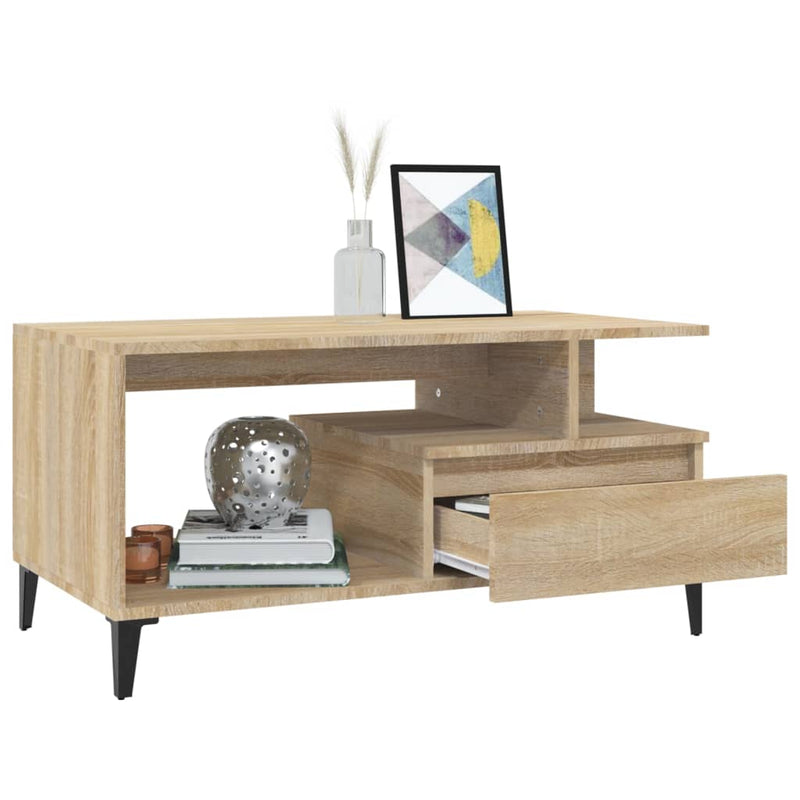 vidaXL sonoma tölgy színű szerelt fa dohányzóasztal 90x49x45 cm