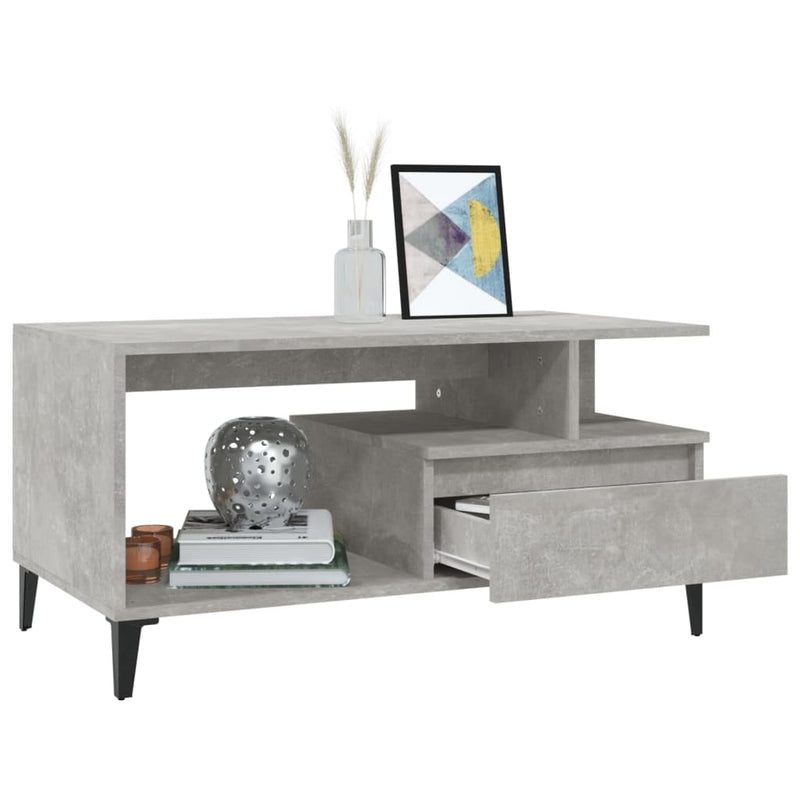 vidaXL betonszürke szerelt fa dohányzóasztal 90x49x45 cm