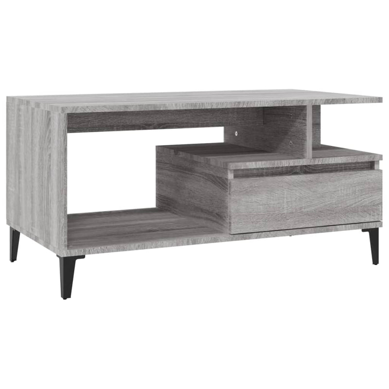 vidaXL szürke sonoma szerelt fa dohányzóasztal 90x49x45 cm